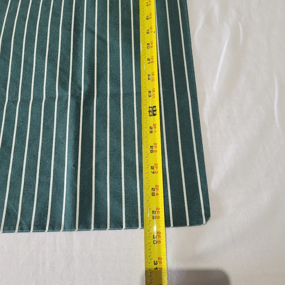 Vintage Pillowcase Green & White Pinstripe Bed Linens Pillow Cover Striped Decor